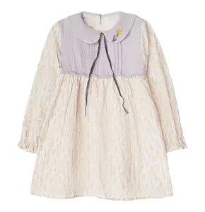 Платье с принтом "мимоза" и ручной вышивкой